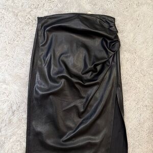Elegant Black Faux Leather Skirt